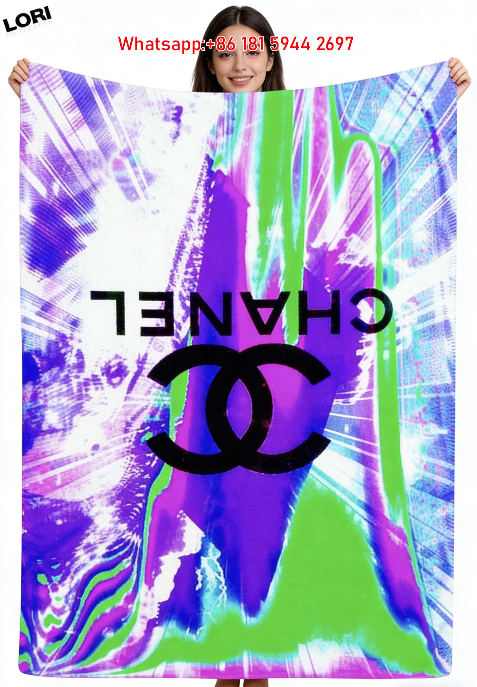 Chanel Inspired Neon Glitch Chanel Flannel Sofa Throw Blanket IMG_7400